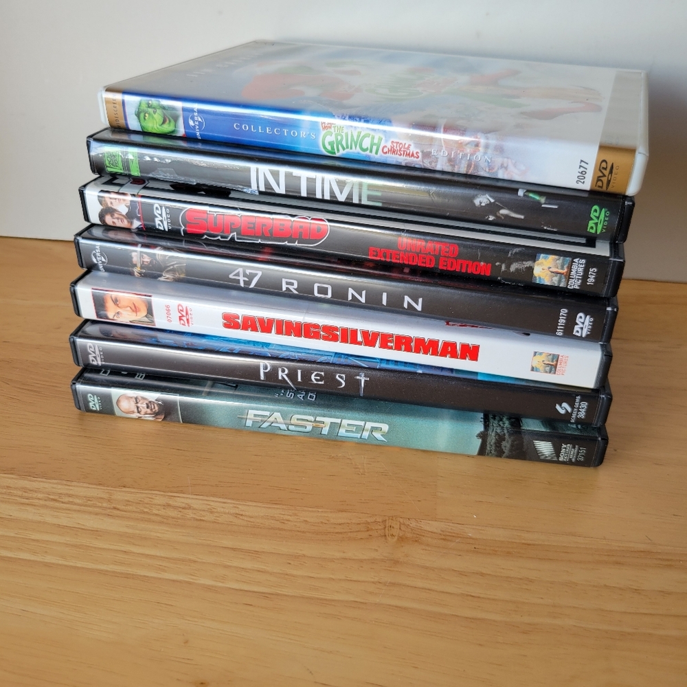 DVD Movie Collection 7 Total All Movies For 1 Price Grinch 47 Ronin Superbad